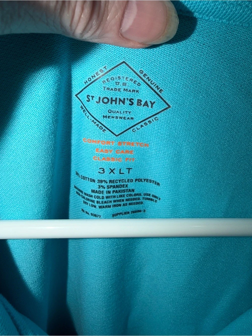 St. John's Bay Men's Aqua Blue Polo Shirt - Picture 4 of 4